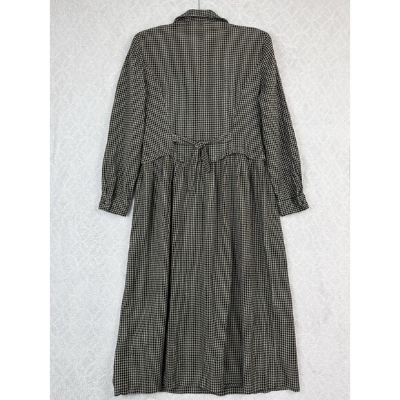 Vtg Shirt Dress Petite Large Black Tan Velvet Vest Grunge Cottage Modest 80s 90s - Picture 7 of 14